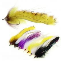 Bimoo 1-3PCS 2/0 3D Fish Eyes Zonker Streamer Fly Suspending Streamer Baitfish Saltwater Streamer Bass Pike Trout Fishing Lures
