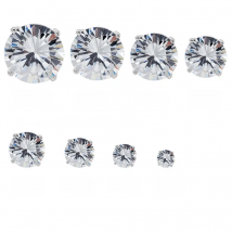 Wholesale Jewelry -- (6 pairs/lot) Single Round Clear CZ Stud Earrings for Women White Gold Color AAA+ Cubic Zircon