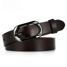 VATLTY 95cm-115cm Leather Belt Female Hard Metal Buckle Natural Cowhide 2.3cm Thin Belt Women Stylish Brown Belt Jeans Waistband