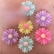 10pcs Resin 20mm Glitter Bepowder Daisy Flatback Stone Buttons Scrapbooks Wedding Embellishments for Clothing Decoration DIY