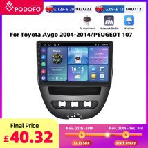 Podofo 2DIN Android Car Radio For Peugeot 107 Toyota Aygo Citroen C1 2005-2014 Android Auto Multimedia Navigation GPS Head Unit