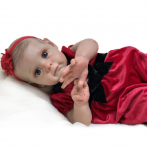 55cm Maggie Bebe Reborn With Red Festive Dress 3D Painted Skin Lifelike Real Art Newborn Baby Doll For Children's Gift