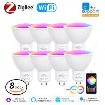8Pcs EWelink GU10 Zigbee LED Bulbs WiFi Smart LED Lamp RGB CW WW LED Light Bulb Works With Alexa Voice Google Yandex SmartThings