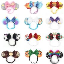 New Adjustable Mouse Ears Headband Disney Women 5"Velvet Bow Hairband Girls Festival Party Cosplay DIY Hair Accessories Gift
