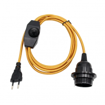 AC 220-240V 2 Pin EU Plug Power Cord with Dimmer Switch E27 Lamp Holder lampshade Ring