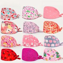 womens nurse scrubs cap Health Workers Frosted Hat Lab operator work cap Beauty salon Print Hat adjustable Scrub Cap working