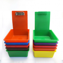 5pcs Dental Lab Storage Box Colourful PP Plastic Work Tray Pans Durable Case With Clip Holder Dentistry Tool Material