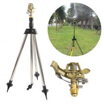 Impact Sprinkler On Spike Base Heavy Duty Zinc Alloy Water Sprinkler for Yard Lawn Garden 0-360° Rotate Large Area Coverage 1/2'