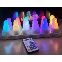 Pack of 12 Remote Controlled Wireless charging Rechargeable Tealight RGB LED Candle Lamp Wedding Xmas Home RGB Party table Decor