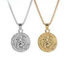 Jesus christ chain Necklace Saint christopher protect us necklaces Round Silver Gold color Christ Jewelry Gift For Christians