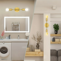 Gold Bathroom Light Fixtures Modern Wall Sconce Gold 2 Light Vanity Light Fixture for Bathroom Over Mirror Mounted Vertically