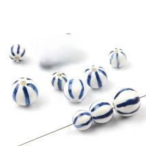 Hand Painted Vertical Stripes 8mm/10mm/12mm Ball Ceramic Beads Loose Porcelain Beads For Jewelry Making Diy Bracelet Jewelry