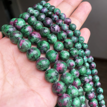 Natural Stone Epidote Rubys Zoisite Beads Round Loose Spacer Beads For Jewelry Making Necklace DIY Bracelet 15"Inch 6 8 10 12mm