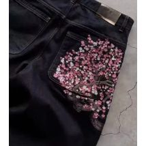 Harajuku Fashion Brand Cherry Print High Waist Jeans Wide-leg Pants Men Y2k Goth American Street Oversized Floor Trousers Women