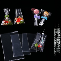 Transparent Flat Open Top Candy Bag OPP Plastic Cellophane Bag Lollipop Packing Cookies Packaging Wedding Party Small Gift Bags
