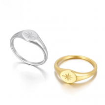 KALEN Simple North Star Starburst Signet Rings Simple Gold Color Geometry Ring Finger Stacking Band Jewelry Ring Party Gift