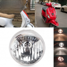 W2.1x9.5d Round Glass LED Headlight Replacememt Front Light Socket P43T Scooter Hi/Lo beam For Piaggio LX 125 150 LX150 LX125