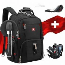 SWISS 17" Laptop Backpack Waterproof USB Charge Port Swiss-style Multifunctional Rucksack Schoolbag Mochila Hiking Travel bag