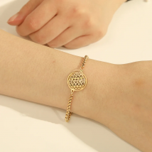 Unift Vintage Chakra Flower of Life Bracelet on Hand Stainless Steel Bracelets for Women Box Chain Amulet Jewelry Friend Gift