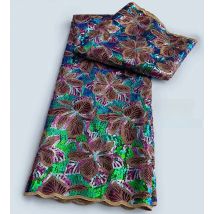 Big Floral Lurex Embroidered French Lace with Sequins African Sewing Tulle Fabric Inspired Mesh Cloth for All Occasions 5 Yards