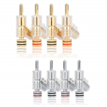 4 Pcs HIFI Gold/Rhodium Plated Lockable SPEAKER CABLE BANANA PLUG CONNECTOR
