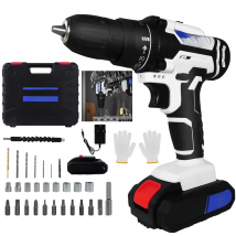 21V Portable Cordless Power Drill Set Impact Screw Driver with 1500mAh Li-Ion Rechargeable Battery