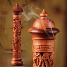 Vertical Redwood Solid Wood Incense Burner Wooden for Incense Sticks 29cm Living Room Stick Incense Base Home Decoration