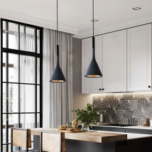 Modern Led Pendant Lights Black White Kitchen Island Fixtures Bedroom Table Dining Room Hanging Lamp Lampshade Home Chandeliers