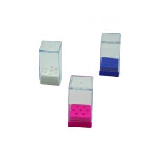 1PC Dental 7-Hole Nail Drill Bit Holder Storage Box with Cover ABS Material for Clinic Lab Tools (White/Blue/Pink)