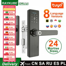 Cerradura electrónica RAYKUBE Wifi con aplicación Tuya remota/huella digital biométrica/tarjeta inteligente/contraseña/desbloqueo de llave FG5 Plus/H4