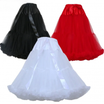 55cm Length White Black Red Petticoat For Cosplay Wedding Prom Tulle Petticoat Crinoline Underskirt Rockabilly Swing Tutu Skirt