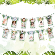 Jungle Safari Birthday Bunting Banner Woodland Safari Birthday Party Decoration Wild one 1st Jungle