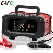 EAFC 12V/24V Portable 20A Car Motorcycle Battery Charger 7-Segment Smart Charger Lithium AGM GEL Lead-Acid LiFePO4 Battery