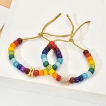 ZMZY Boho Stone Beads Adjustable Name Letter Bracelet Fashion Gold Color Rope Hand Jewelry Birthday Gift Fashion Charm Bracelet