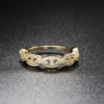 Hip Hop Link Ring for Women Gold Color Micro-inlaid Zircon Stacking Rings Female Jewelry Fashion Punk Accessories Wholesale R720