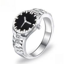 HuiSept Women Ring 925 Silver Jewelry Accessories Watch Shaped Zircon Gemstone for Wedding Party Gifts Ornaments Wholesale Rings
