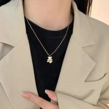 Cute Bear Necklace For Women's Neck Chain Choker Stainless Steel Jewelry Accessories Fashion Jewelry