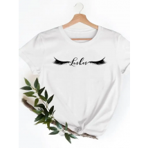 Casual Ladies Eyelashes Lashes Cute Print T-shirts Clothing Short Sleeve Clothes Fashion Summer Women T Female Graphic Tee