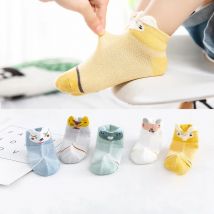 5Pairs/lot 0-2Y Baby Socks Summer Cotton 3D Cartoon Animal Kids Socks Girls Mesh Cute Newborn Boy Toddler Socks Baby