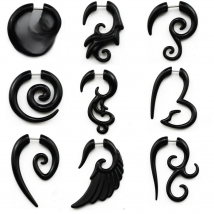 Showlove-2pcs Acrylic Fake Cheater Twist Spiral Ear Taper Gauges Expander Earring plug Body piercing jewelry