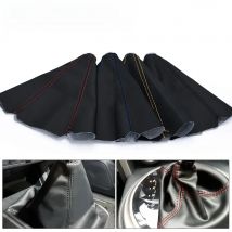 16mm Universal PU Leather Car Gear Shift Collars Carbon Fiber Auto Car Manual Stick Shifter Knob Gear Shift Boot Cover Gaiter