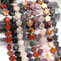 15mm Natural Stone Flower Beads For Jewelry Making Strand 15" Quartzs Aventurine Agates Fluorite Mookaite Jaspers Sodalite Pick