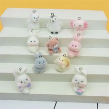 2024 Winter style 30pcs/lot animals cartoon rabbits/bears/duck shape resin dolls beads charms diy jewelry accessory