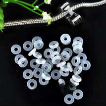 5mm White Rubber Clip Charms Safety Stopper Beads Fits Bracelets & Necklaces Sealed Loop Jewelry Accessories Prevent Falling