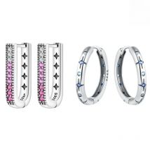 925 Sterling Silver Hoop Earrings for Women Simple Silver Fashion Star Moon Zircon Earrings Fine Jewelry New Year Women Gifts