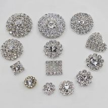 Shiny 10 Pieces Mixed Size Silver Rhinestones Buttons Wedding Crafts Decorative Accessories For DIY Clothing