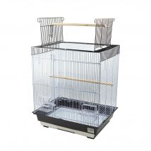 SMELL & SMILE Jaula para Pájaros con comedero,La tapa de la jaula se puede abrir para que  jueguen y descansen fuera de la jaula. Una percha se puede unir a los paneles de la puerta en la parte