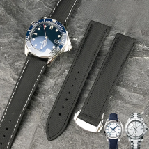 20mm 22mm Canvas Leather Bottom Watch Band 19mm 21mm Replacement For Omega Seamaster 300 Planet-Ocean Seiko Nylon Strap Hamilton