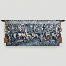 Verdure with Deer and Shields Medieval Tapestry Wall Hanging William Morris Holy Grail Tapestries Jacquard Weave 138x65cm