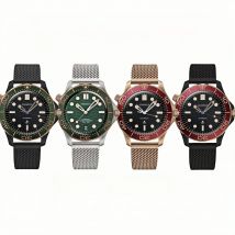 Gramock 41mm Vintage Bronze Rose Gold Men's NH35 PT5000 Mechanical 007 NTTD 100m Diving WristWatch Burgundy Red Bezel Mesh Strap